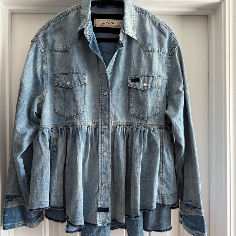 Free People Oversized Denim Peplum blouse, size XS - Picture 3 of 7